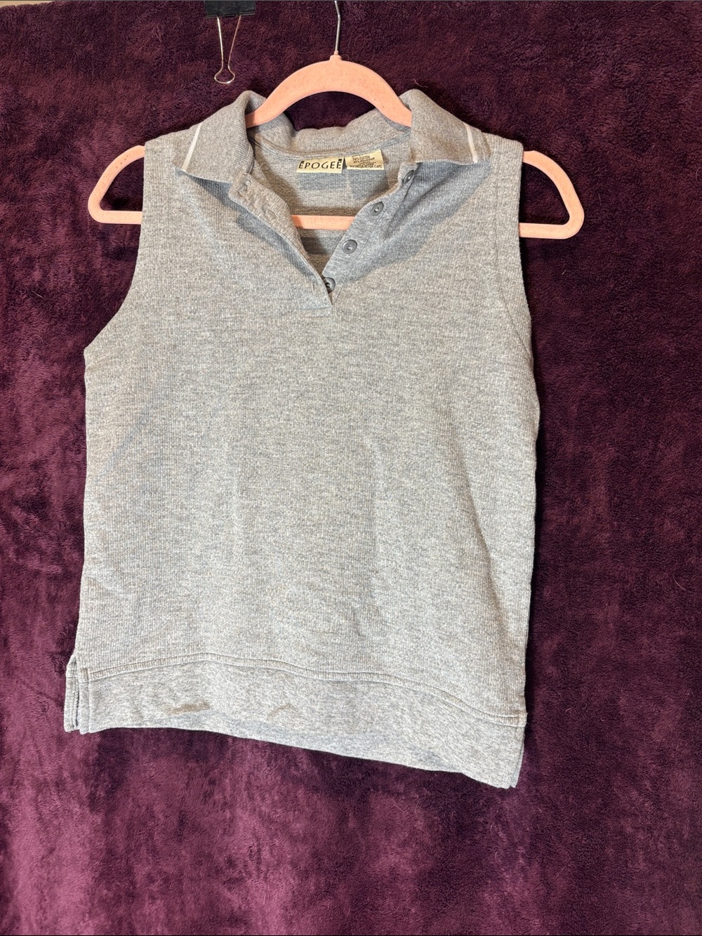 Women's Gray Sleeveless Polo Tank Top